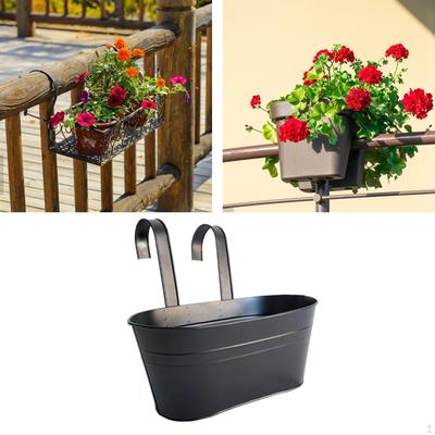 Flower Holder Hanging Pot Garden Balcony Iron Bucket Planter Detachable Hooks for Porch