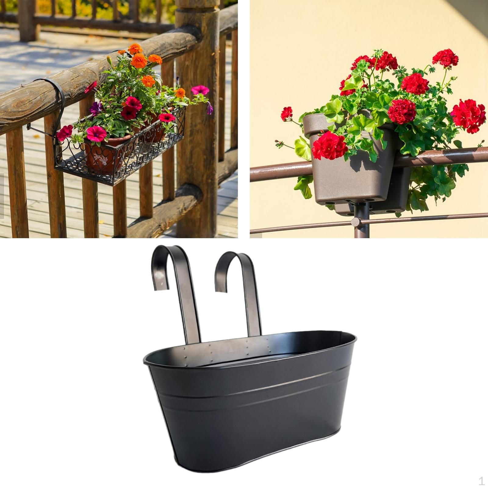 

Flower Holder Hanging Pot Garden Balcony Iron Bucket Planter Detachable Hooks for Porch