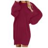 2025 Autumn Winter Women's Plush Dress Long Sleeve Round Neck Loose Mid-Length Fashion