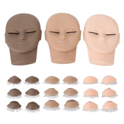 Lot de 3 têtes de mannequin pour extensions de cils, maquillage, pratique, avec paupières amovibles, double