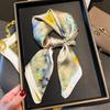 Silky Scarf Smooth Silk-Like Texture Neck Gaiter Floral Geometric Print Neckerchief Versatile Professional Accessory
