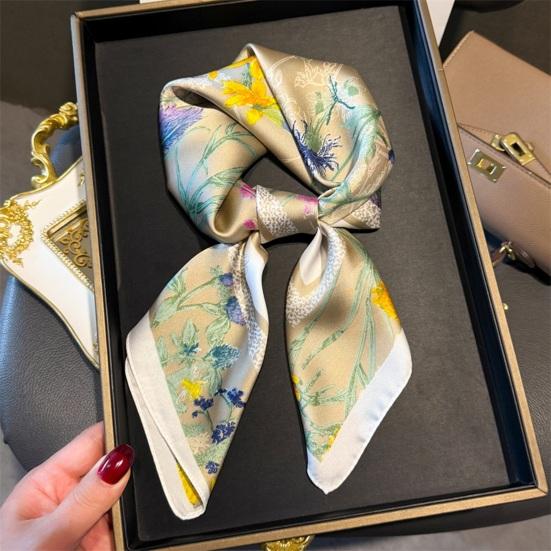 Silky Scarf Smooth Silk-Like Texture Neck Gaiter Floral Geometric Print Neckerchief Versatile Professional Accessory