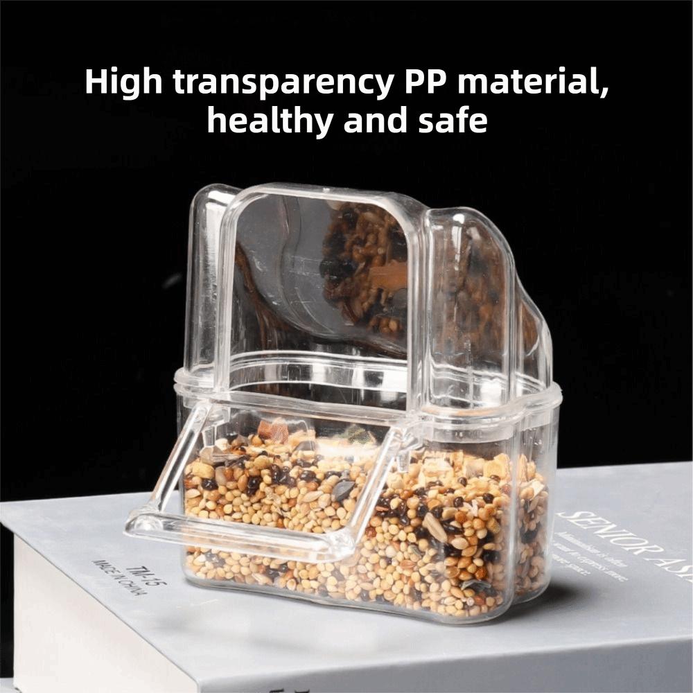 Leak Proof Bird Cage Feeder Cup Clear Plastic Parakeet Feeder Compact Hanging Food Bowl Bird Cage