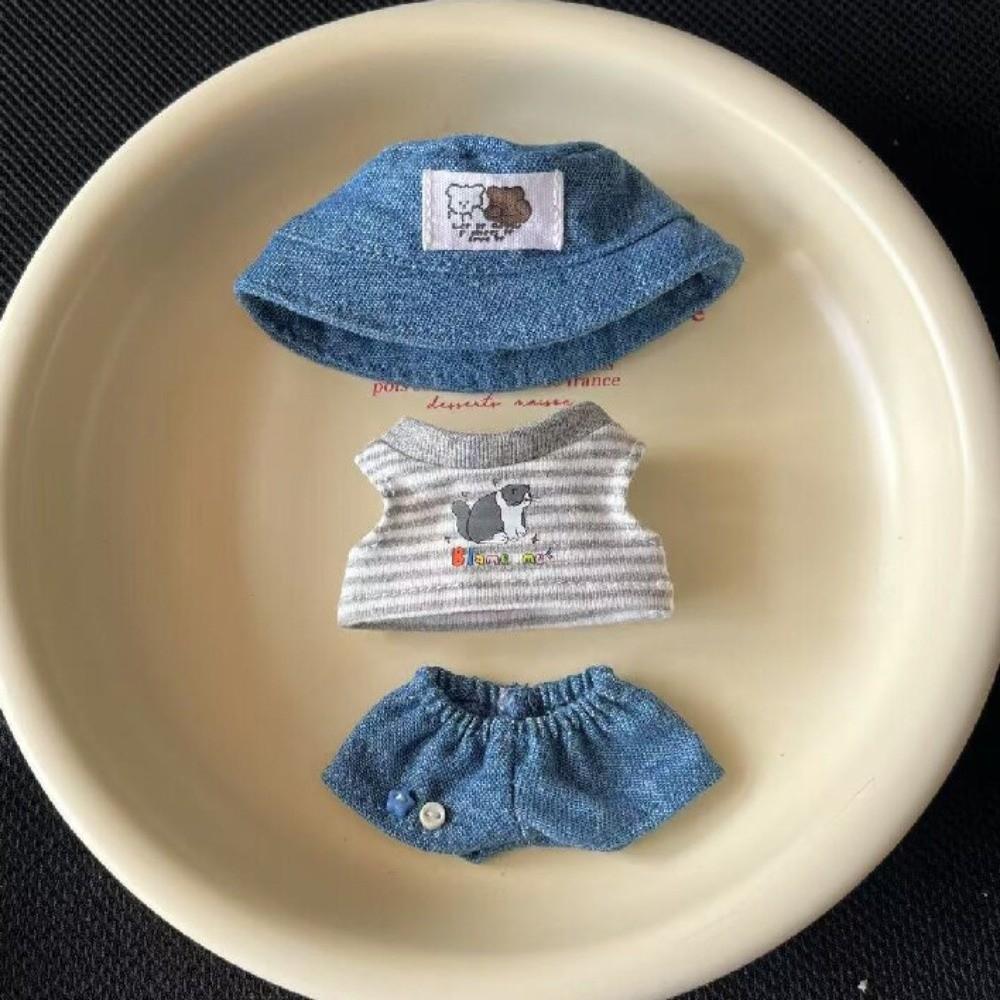 1 set Cowboy Hat 10/20cm Cotton Doll Clothes Striped T-shirt 10cm Doll Clothes  Doll Accessories