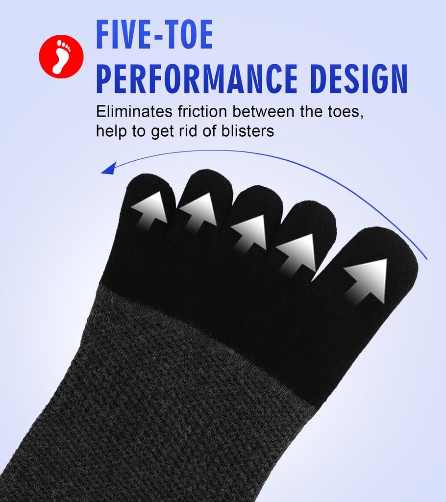 VICUDAUL Sports Socks for Set of 4 Men's Five-Toe Socks, Cotton, Running,