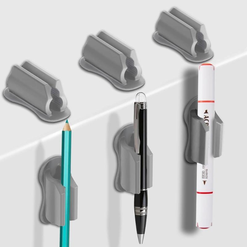 Flexible Pen Holder Clip Clamp for Clipboard Wall Desk Pen Holder for Desk, Pencil Holder with Double Sided Sticky Tape