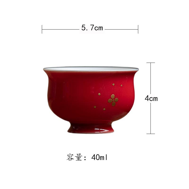 

2pc/lot Red Festive Sprinkle Gold Teacup Antique Tea Bowl Jug Tea-tasting Meditation Cup Chazhan Master Cups Teaware Ornaments As Your Choose