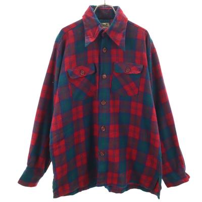 Camisa de Lã Manga Comprida Xadrez Vintage Anos 70 L Vermelha Masculina Usada