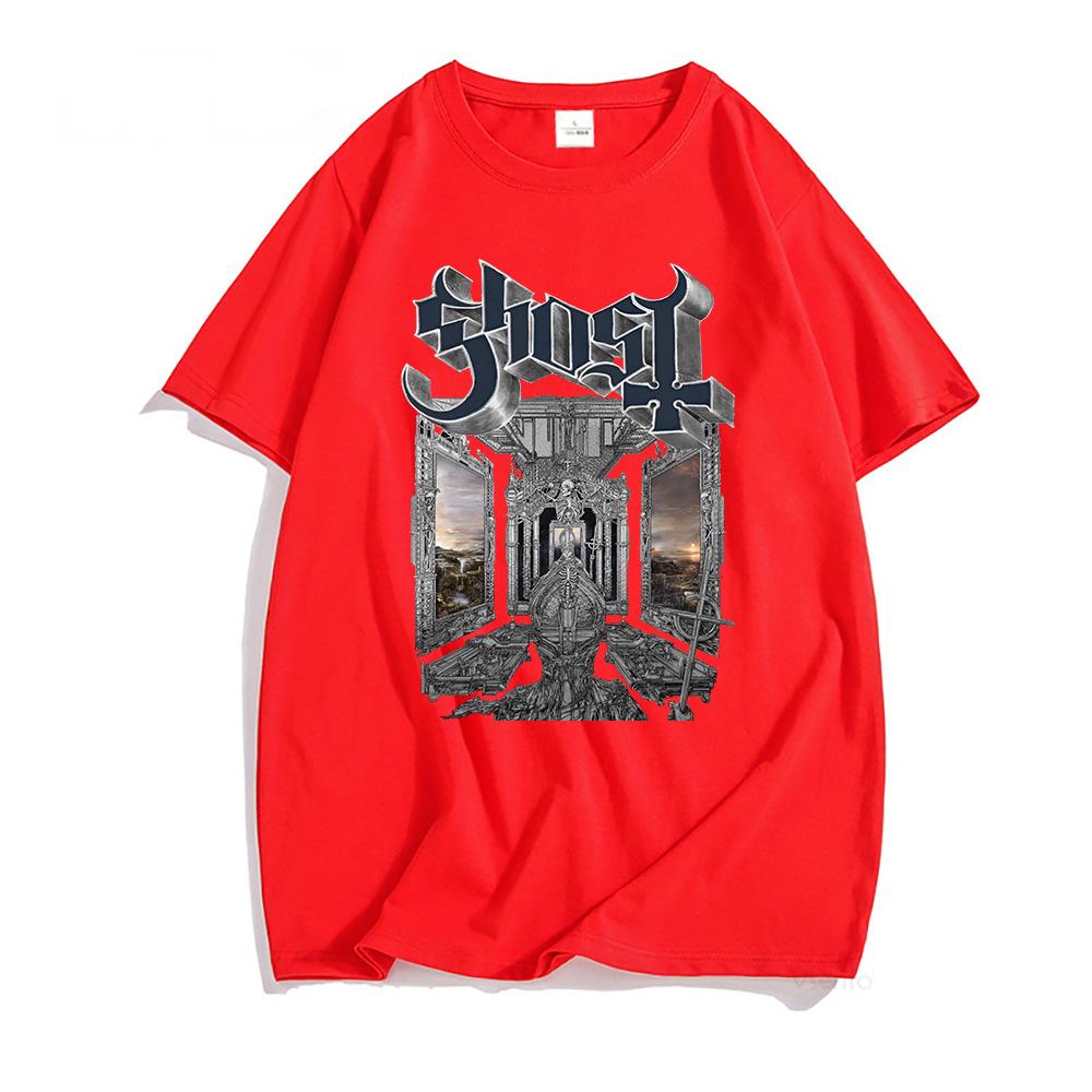 Baumwolle Sommer Herren T-Shirts Ghost Band Skeletá Satanized Album T-Shirt Heavy Metal Mode Druck T-Shirt Unisex Streetwear