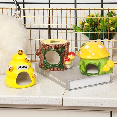Neues Vier Jahreszeiten Universal Wald Baumstumpf Pilz Hamsternest Kreatives Hamster Keramiknest Kühles Schlafnest für Haustiere