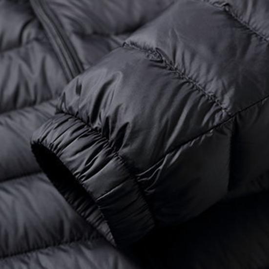 Men Cotton Coat Stand-Up Collar Long Sleeve Solid Color Quilted Jacket