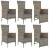 Vidaxl 7-Cz. Garden Furniture Set With Cushions, Grey, PE Rattan