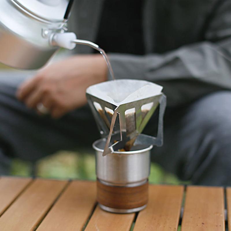 Coffee Drip Rack Outdoor Camping Portable Folding Funnel Filter Cup Coffee Stove Coffee Residue Filter Stainless Steel