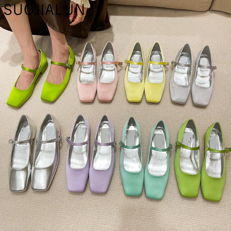 Fashion SUOJIALUN 2025 Summer Women Flat Shoes Round Toe Shallow Soft Ballerina Shoes Ladies Casual Dress Ballet Loafers Classics Mujer