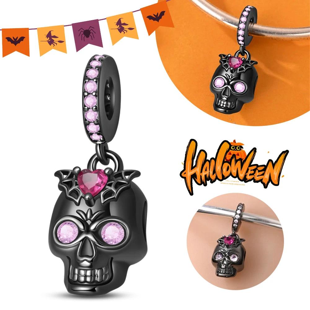 Halloween Party Copper Purple Night Light Castle Magic Hat Pendant Beads Fit Charms Bracelet For Jewelry Making Women Gifts