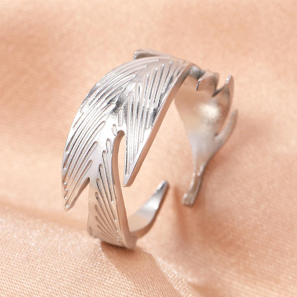 Stainless Steel Rings Vintage Geometric Hollow Adjustable Open Ring Fashion Statement Sun Rings For Women Zircon Banquet Gifts