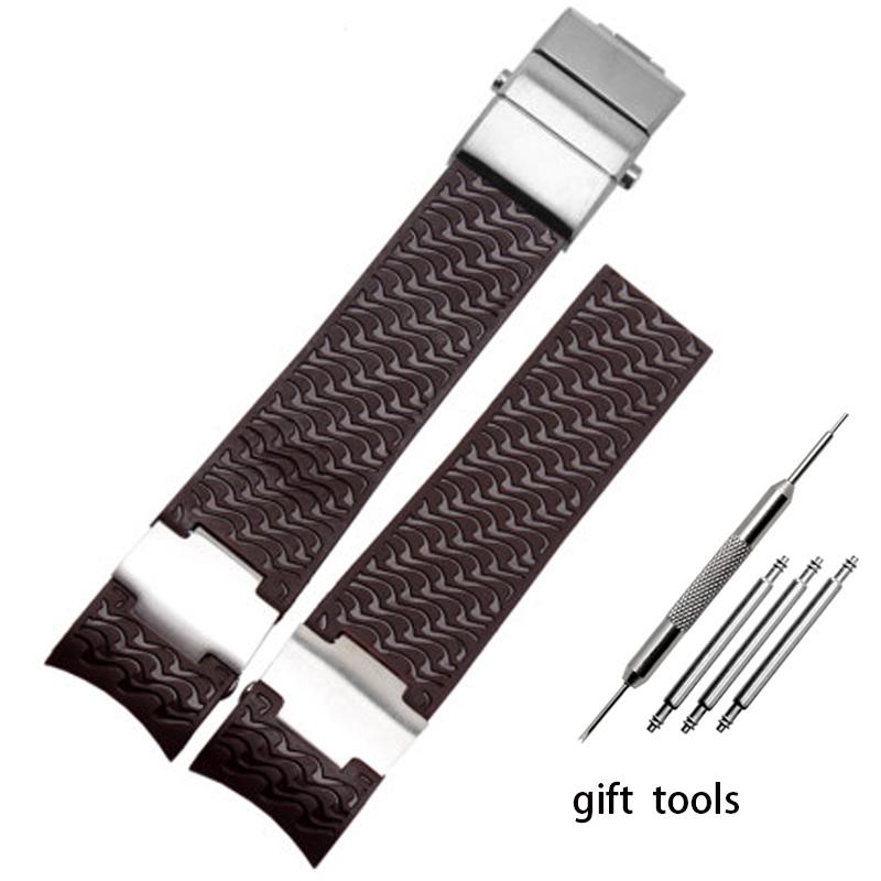 Rubber wristwatch strap silicone wristwatch strap with Ulysse Nardin blue black brown 25 * 12mm  men  tools watchband 22-20mm