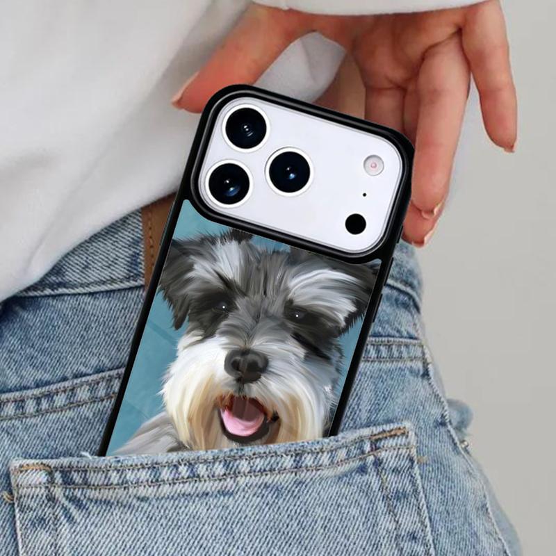 Cartoon Schnauzer Dog Phone Case for iPhone 16e 15 14 13 12 17 Pro Max Plus Air 17pro Cover Coque