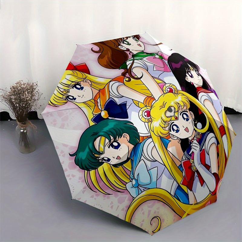 Sailor Moon Anime Umbrella with Iconic Characters - Open/Close, & Self-Opening Umbrella Suitable for All Seasons, Compact Umbr