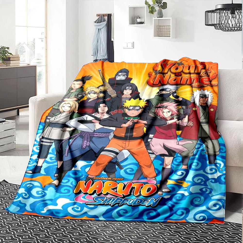 Name Custom Anime NARUTO Print Flannel Blanket High Quality Warm Comfortable Cover for All Seasons Perfect for Gifts Home Decor
