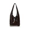 Premium Sense Bag Women 2025 New Punk Style Retro Casual Single Shoulder Underarm Rivet Tote Bag