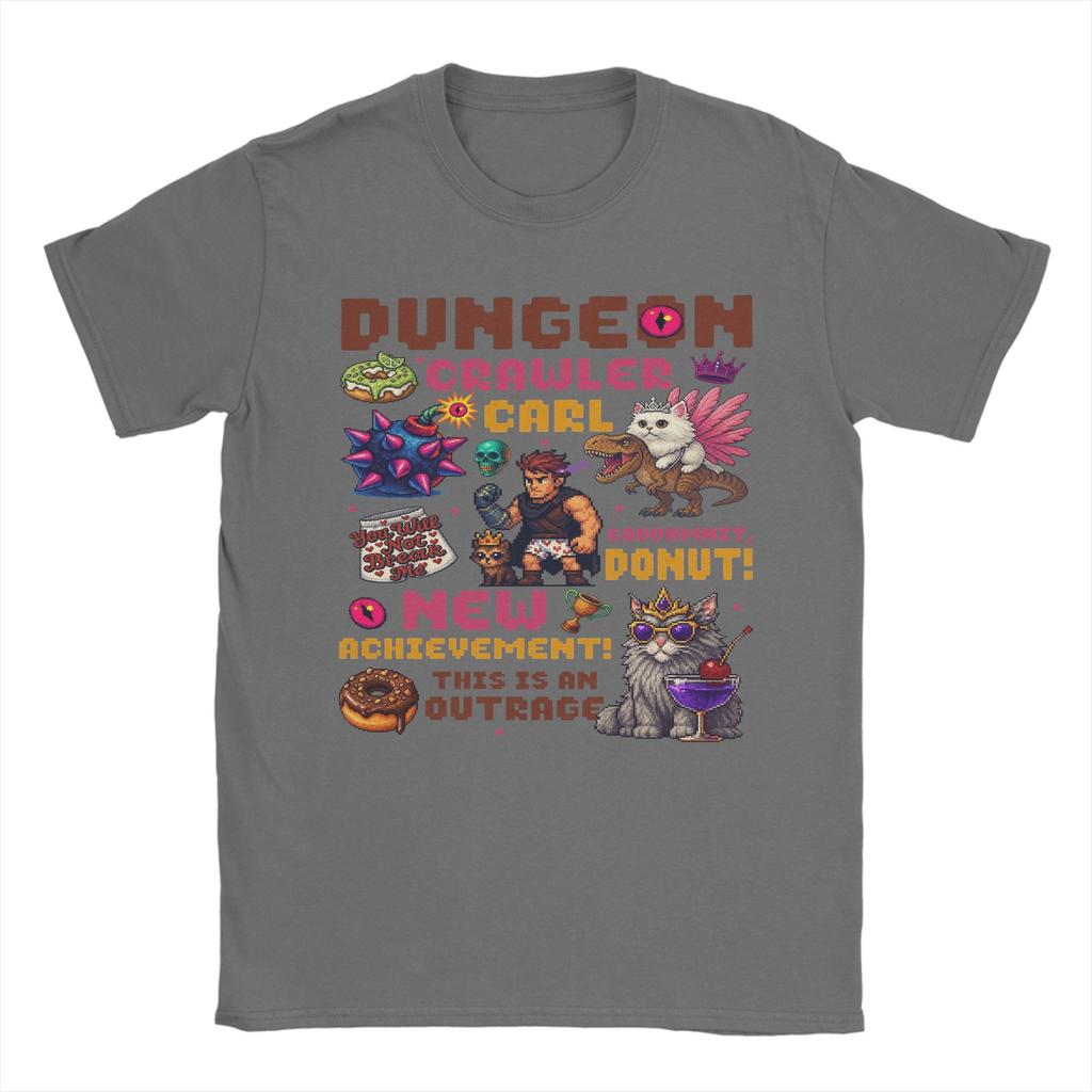 Dungeon Crawler Carl Princess Donut and Mongo T Shirts Men Cotton Vintage TShirt Round Collar Tees Short Sleeve Tops Gift Idea