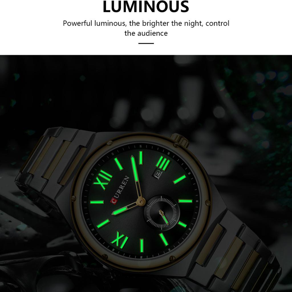 CURREN Luxury Watch Business Waterproof Male Clock Luminous Date Stainless Steel Square Quartz Men Watch Casual Business Wristwatch