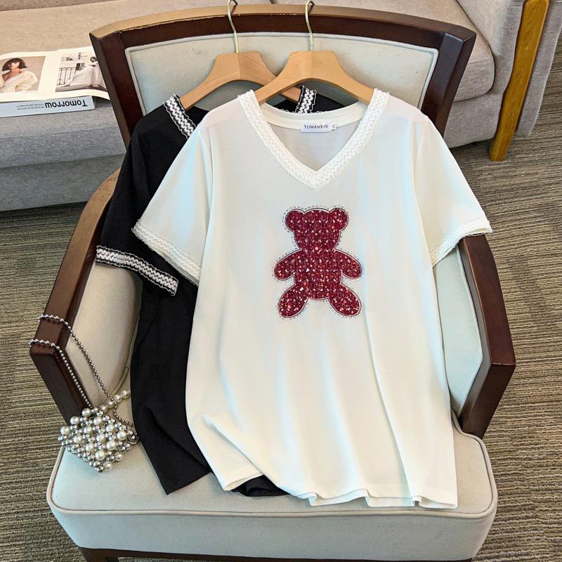 

Plus Size Mid-Length Loose Short-Sleeve Women s T-Shirt 200/300/350 jin 6XL білий