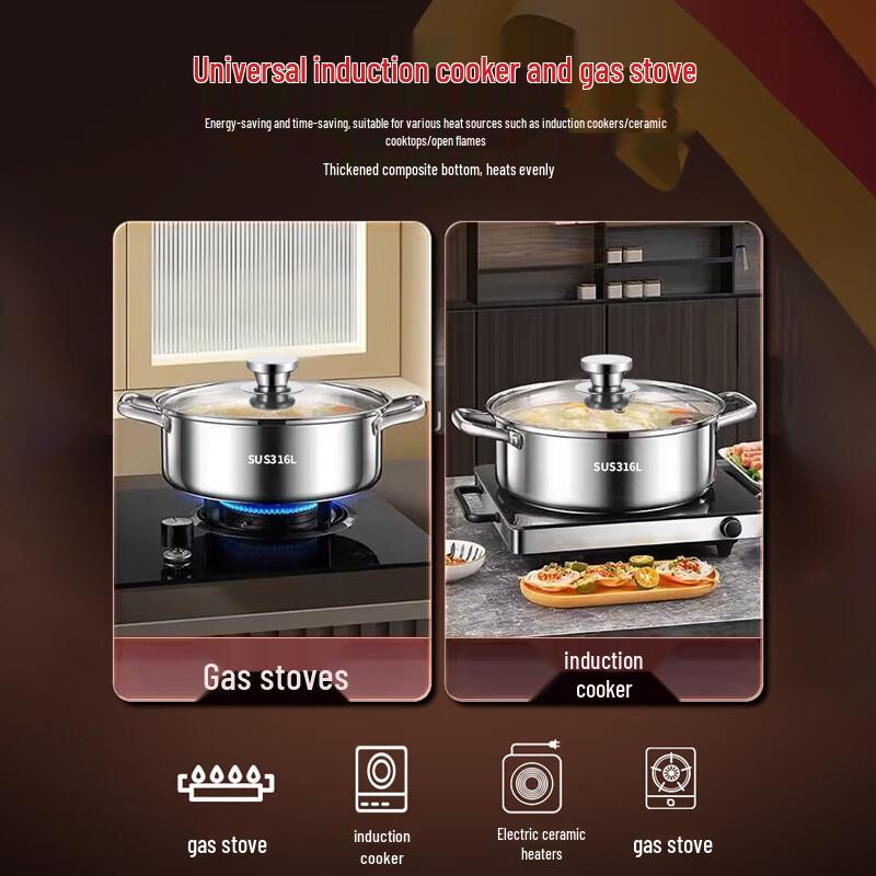 Zhishi 316 Stainless Steel Soup Pot, 30CM