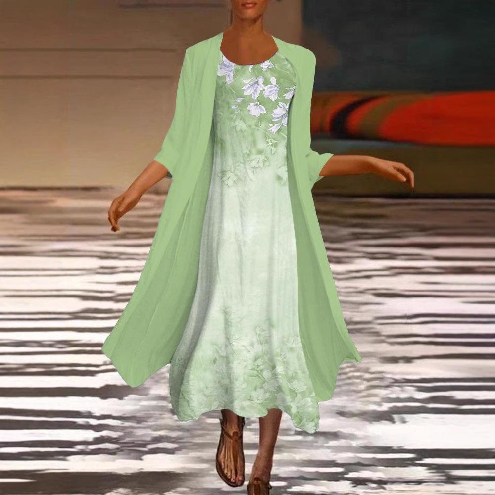 2025 Summer Multi-color Loose Two-piece Set with Mid-length Sleeves