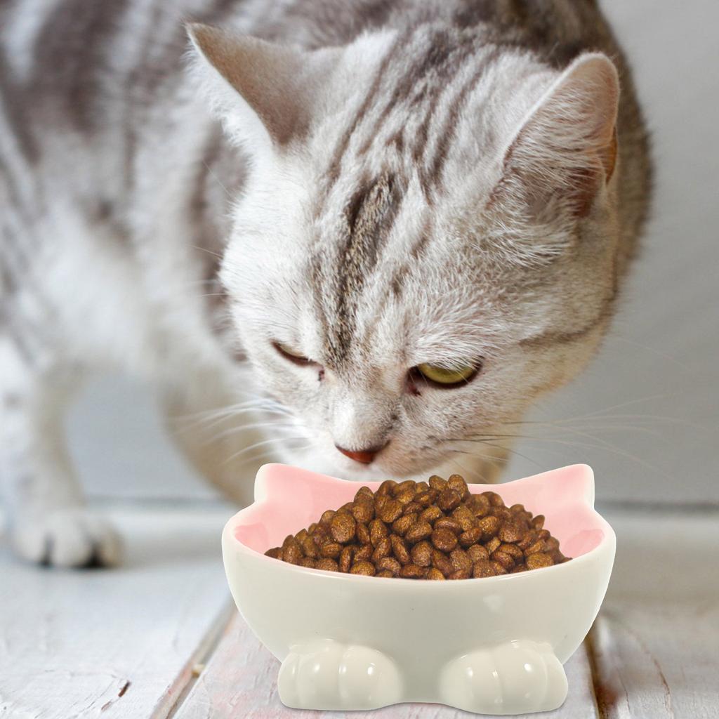 Cat Ear Ceramic Bowl Unique Design Pet Feeding Tool Cat Neck Protection Feeder Smooth Surface Easy Clean Neck Protection Bowl