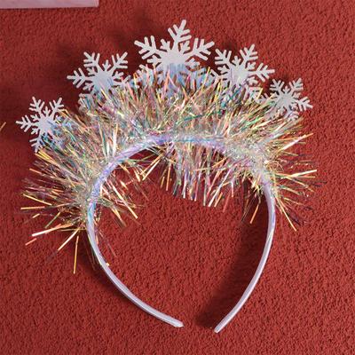 Sequin Christmas White Snowflake Headbands Plastic Non-slip Snowflake Headdress Exquisite Wear-resistant New Year Hair Hoop