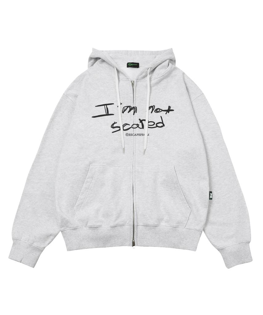 Escapefrom It'S Not Scary Print Two-Way Zip-Up Hoodie White Melange
