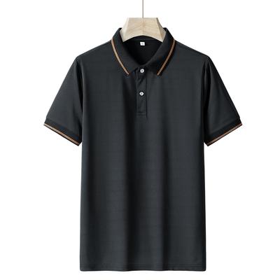 Polo de manga corta de seda de hielo, camiseta de solapa de color sólido de secado rápido para hombre, polo de malla transpirable