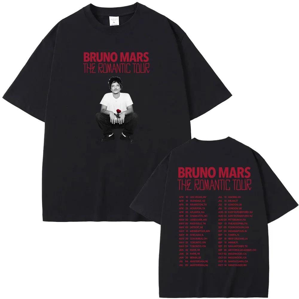 2026 The Romantic Tour TEE American Singer-songwriter Bruno Mars High Quality Fashion Tee-shirt Fashion 100%Cotton Camisetas