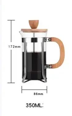 

350/600ml Stainless Steel Pressing pots Food Grade Press type Wooden handle Maker French Transparent Press for Coffee and Tea