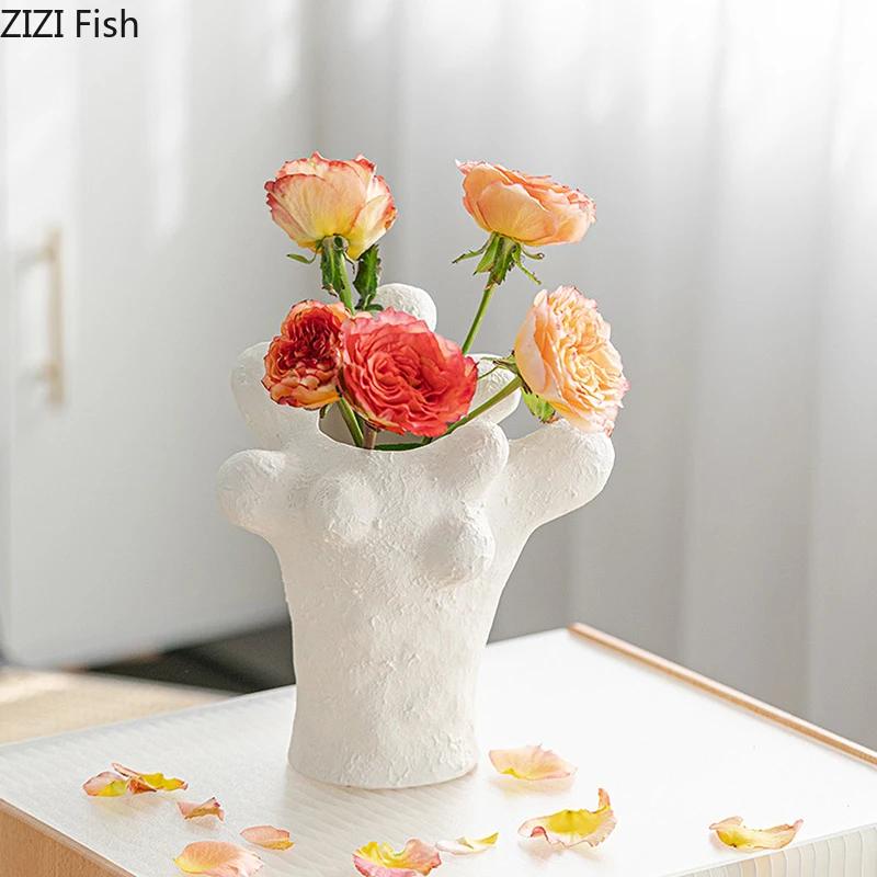 Irregular Protrusion Shaped Ceramic Vase Plant Pots Table Decoration Flowers Arrangement Abstract Art Vases Room Aesthetic Decor