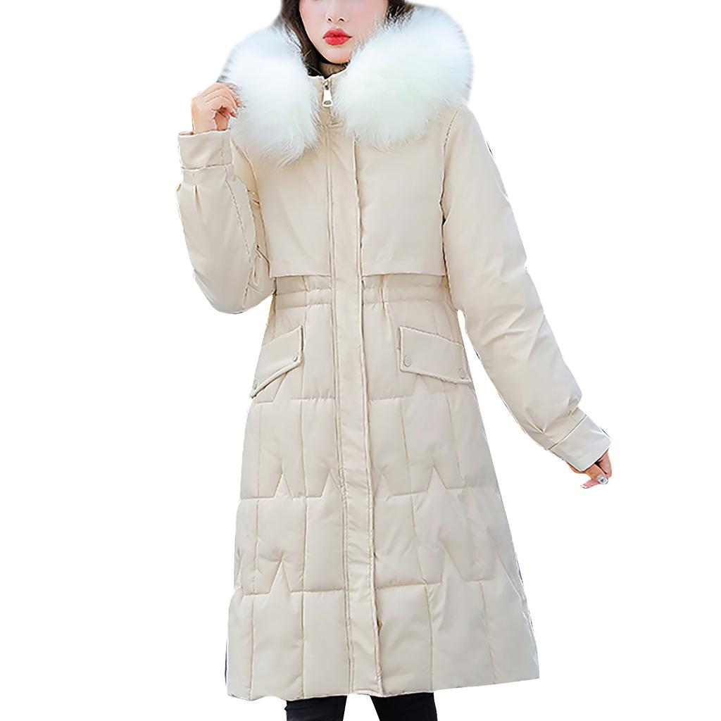 Women's Winter Long Thickened Cotton Jacket Hooded Cotton Jacket Cold Clothing