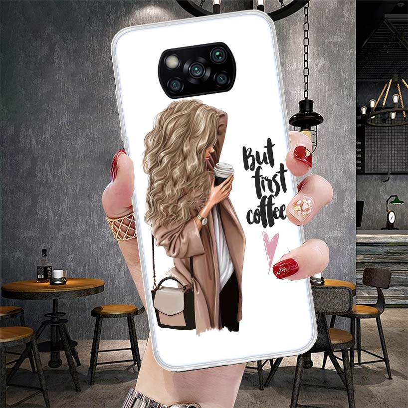 

Girl Boss Female Coffee Soft Phone Case For Xiaomi Redmi 15C 15 13C 13 Poco X5 X6 X7 F7 Ultra M7 12C 12 10 10C 9C 9A 9T 9 Fundas Redmi 10A