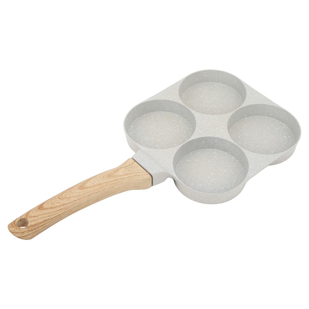 4 Hole Nonstick Egg Hamburger Frying Pan Mini 4 Cup Omelette Pan with Handle for Universal Flat Bottom Induction Cooker