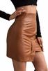 Women's  Lambskin Leather Casual Stylish Party Skirt Brown Short Handmade Genuine