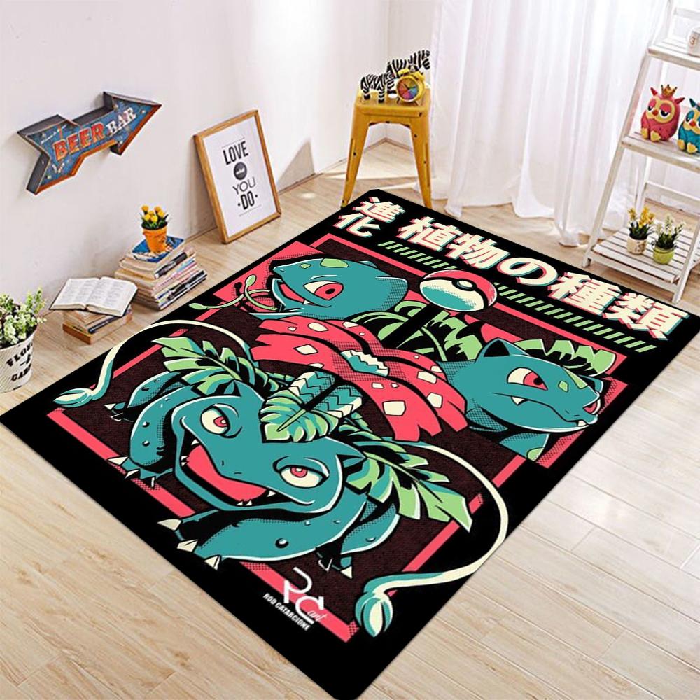 Cute Pokemon Cartoon Rug Non-slip Floor Mat for Living Room Bedroom Sofa Child Play Area Gift