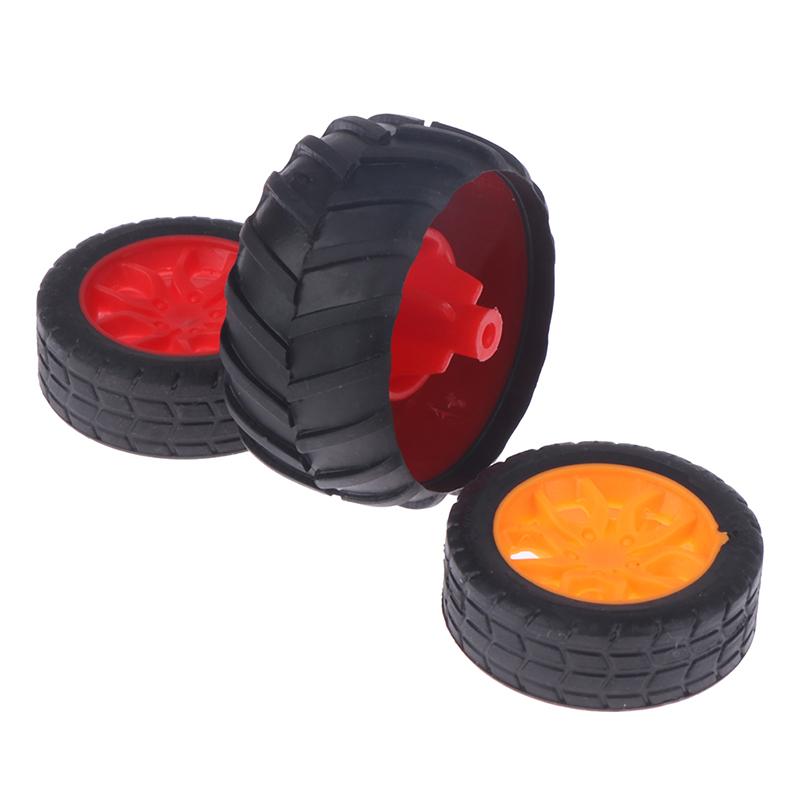 10Pcs Pc Toy Wheel Rubber Rim Tyres Diy Mini Technology 4Wd Colorful Tires Hole