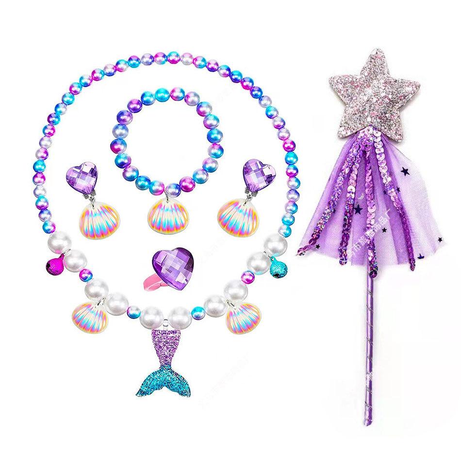 Children'S Princess Crown Accessories Necklace Set Bag Accessories Mermaid Generation Children'S Birthday Gift Jewelry
