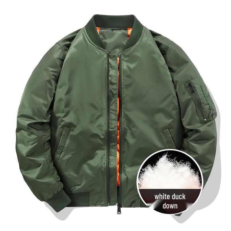Men's Winter MA1 Bomber Jacket: Short, Thickened, Plus Size, Trendy Baseball Uniform Style.