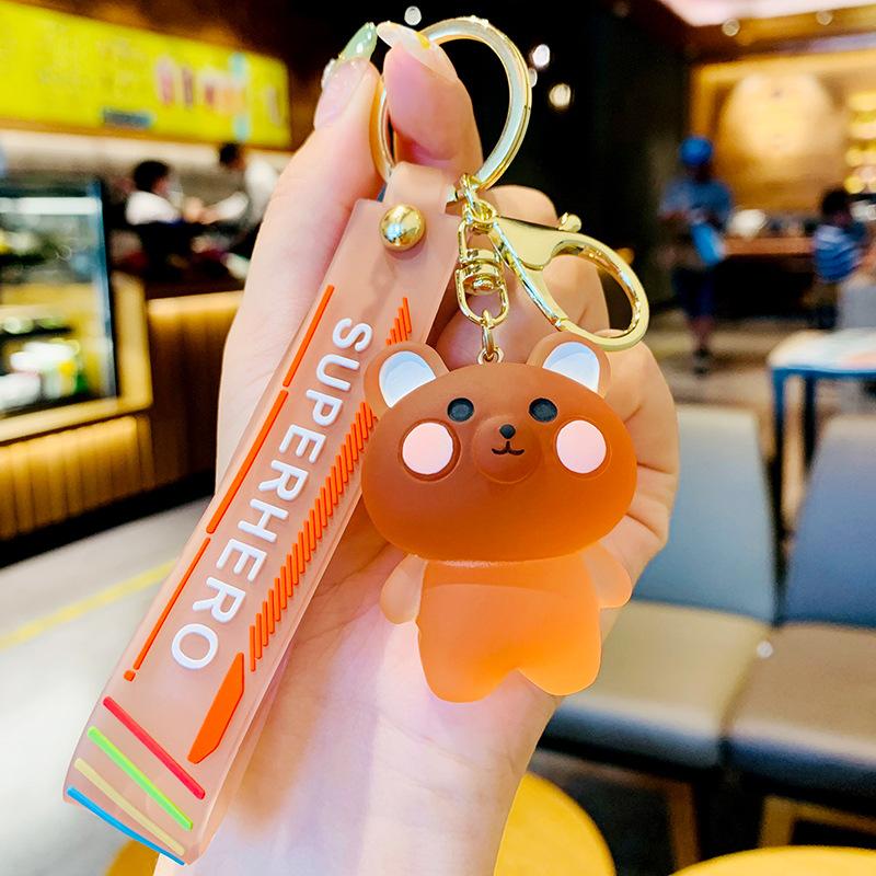 

Cartoon Crystal Bear Key Chain Transparent Keyfob Cute Frog Animal Keyring Backpack Pendant Couple Car Keychain