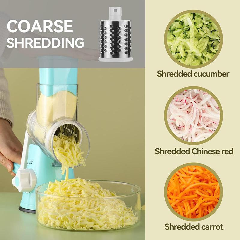 3in1 Rotary Cheese Grater Multifunctional Hand Cranked Vegetable Slicer Cheese Vegetable Shredder With 3 Blades Kitchen Supplies