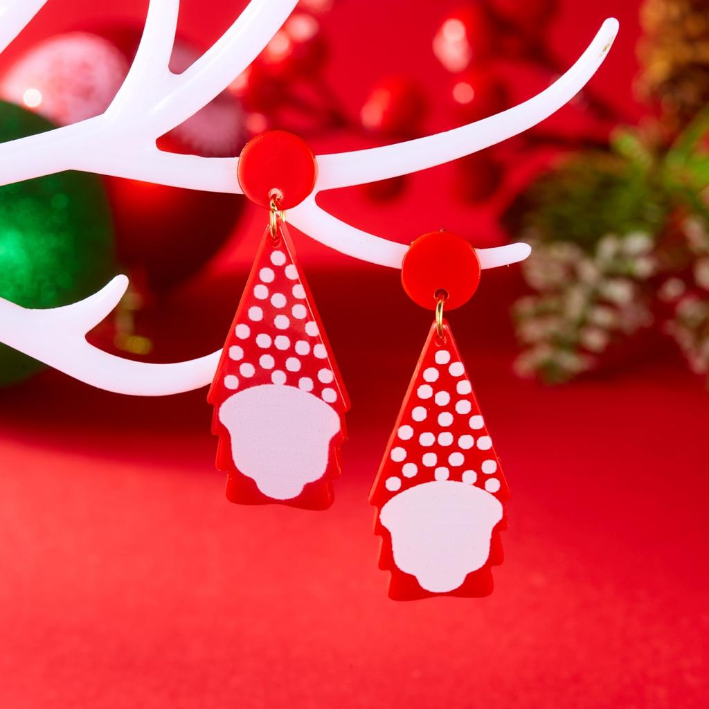 Christmas Acrylic Pink Santa Claus Snowman Star Xmas Tree Drop Earrings Cute Festival Holiday Dangle Jewelry For Women Men Gift