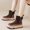 Winter new thick-soled waterproof leather boots, piled and thickened warm cotton shoes, genuine leather snow-soled boots for women