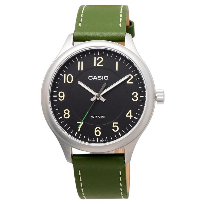 Casio Standard Quartz Men's Watch MTP-B160L-1B1V Black Dial Green Leather Band